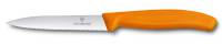 6.7736.L9 Victorinox Нож для овощей SwissClassic, лезвие из нержавеющей стали 10 см с серейторной заточкой, пластиковая оранжевая рукоять