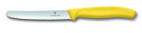 6.7836.L118 Нож для томатов и сосисок Victorinox SwissClassic, лезвие из нержавеющей стали 11 см с серейторной заточкой и закруглённым кончиком, желтый