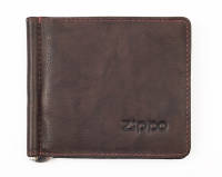 2005126 Зажим для денег Zippo, цвет коричневый 6 кармашков для карточек и зажим для банкнот, нат кожа 10,5*1*9 см