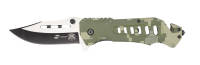 FK-008H Нож складной Stinger, 88 мм длина лезвия (серебристый), рукоять: алюминий (зеленый камуфляж), картонная коробка