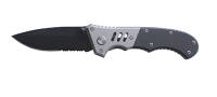 FK-H152GG Нож складной Stinger, 80 мм - длина клинка, (черный), рукоять: сталь/пластик (серебристо-черный), с клипом, коробка картон