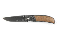 FK-S055B Нож складной Stinger, 71 мм (чёрный), рукоять: сталь+дерево (коричневый), картонная коробка