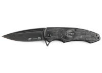 FK-S063GY Нож складной Stinger, 82 мм (чёрный), рукоять: сталь (чёрный с медведем), картонная коробка