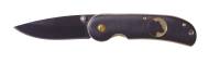 SL309 Нож складной Stinger, 70 мм - длина клинка, (черный), рукоять: сталь/дерево (золотисто-черный), с клипом, коробка картон