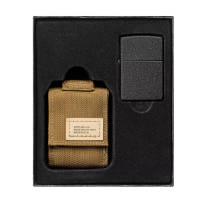 49401 Набор ZIPPO: чёрная зажигалка Black Crackle® и коричневый нейлоновый чехол, в подарочной коробке