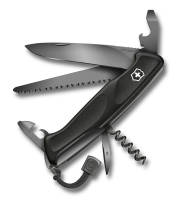 0.9563.C31P Нож перочинный VICTORINOX RangerGrip 55 Onyx Black, 130 мм, 12 функций, фиксатор лезвия 