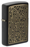 49597 Зажигалка ZIPPO Zippo Maze с покрытием Black Matte, латунь/сталь, чёрная, матовая, 38x13x57 мм