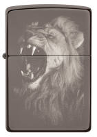 49433 Зажигалка ZIPPO Lion Design с покрытием Black Ice®, латунь/сталь, чёрная, глянцевая, 38x13x57 мм