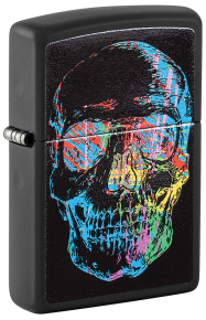28042 Зажигалка ZIPPO Skull Design с покрытием Black Matte, латунь/сталь, черная 38x13x57 мм