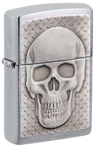 29818 Зажигалка ZIPPO Skull Design с покрытием Brushed Chrome, латунь/сталь, серебристая, 38x13x57 мм