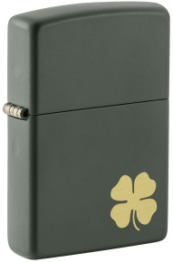 49796 Зажигалка ZIPPO Four Leaf Clover с покрытием Green Matte, латунь/сталь, зеленая, 38x13x57 мм