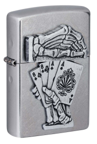 49536 Зажигалка ZIPPO Dead Mans Hand с покрытием Street Chrome, латунь/сталь, серебристая, 38x13x57 мм