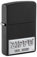 48689 Зажигалка ZIPPO License Plate с покрытием Black Matte, латунь/сталь, черная, 38x13x57 мм