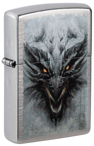 48732 Зажигалка ZIPPO Dragon Design с покрытием Linen Weave, латунь/сталь, серебристая, 38x13x57 мм