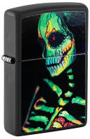 48761 Зажигалка ZIPPO Skeleton Design с покрытием Black Light, латунь/сталь, черная, матовая, 38x13x57 мм