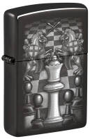 48762 Зажигалка ZIPPO Chess Design с покрытием High Polish Black, латунь/сталь, черная, 38x13x57 мм