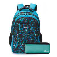 T2602-BLU-P Рюкзак TORBER CLASS X, голубой с орнаментом, полиэстер, 45 x 30 x 18 см + Пенал в подарок!