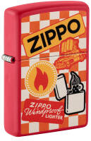 48998 Зажигалка ZIPPO Retro Design с покрытием Red Matte, латунь/сталь, красная, матовая, 38x13x57 мм