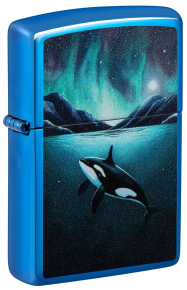 48984 Зажигалка ZIPPO Whale с покрытием High Polish Blue, латунь/сталь, синяя, глянцевая, 38x13x57 мм
