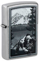48381 Зажигалка ZIPPO Mountain Lion с покрытием Street Chrome, латунь/сталь, серебристая, 38x13x57 мм