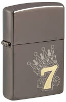 48913 Зажигалка ZIPPO Lucky 7 Design с покрытием Black Ice®, латунь/сталь, черная, 38x13x57 мм