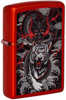 48933 Зажигалка ZIPPO Dragon Tiger Design с покрытием Metallic Red, латунь/сталь, красная, 38x13x57 мм