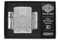 49814 Зажигалка ZIPPO Armor® Harley-Davidson® с покрытием  High Polish Chrome®, латунь/сталь, чёрная, глянцевая, 38x13x57 мм