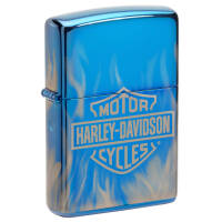 49469 Зажигалка ZIPPO Harley-Davidson® с покрытием 3D High Polish Blue, латунь/сталь, синяя, глянцевая, 38x13x57 мм