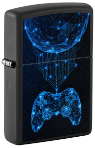 48912 Зажигалка ZIPPO Gaming с покрытием Black Matte, латунь/сталь, черная, матовая, 38x13x57 мм