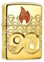 49866 - зажигалка ZIPPO Armor™ 90th Anniversary Design, 2022 Collectible of the Year, High Polish Gold, латунь, золотистая, глянцевая, 38x13x57 мм