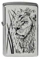 200 Proud Lion Зажигалка ZIPPO Classic с покрытием Brushed Chrome, латунь/сталь, серебристая, матовая, 38x13x57 мм