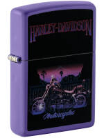 46676 Зажигалка ZIPPO Harley-Davidson® с покрытием Purple Matte Black Light, латунь/сталь, фиолетовая, матовая, 36x12x56 мм