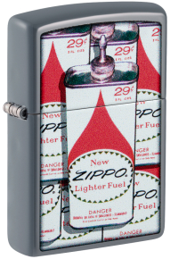 48142 Зажигалка Zippo FUEL CAN DESIGN с покрытием Flat Grey, латунь/сталь, серебристая, матовая, 38x13x57 мм