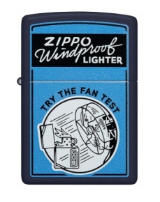 48144 Зажигалка ZIPPO Fan Test Design с покрытием Navy Matte, латунь/сталь, синяя, матовая, 38x13x57 мм