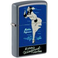 48146 Зажигалка ZIPPO Windy с покрытием Flat Grey, латунь/сталь, серебристая, матовая, 38x13x57 мм