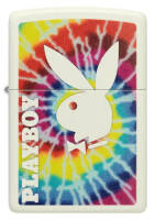 48373 Зажигалка ZIPPO Playboy Tie-Dye Glow In The Dark, латунь/сталь, белая, матовая, 38x13x57 мм
