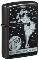 48456 Зажигалка ZIPPO Windy с покрытием High Polish Black, латунь/сталь, черная, глянцевая, 38x13x57 мм