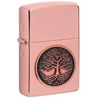 49638 Зажигалка ZIPPO Tree of Life Emblem с покрытием High Polish Rose Gold, латунь/сталь, розовое золото, глянцевая, 36х12х56 мм