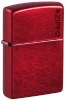 21063ZL Зажигалка ZIPPO Logo с покрытием Candy Apple Red™, латунь/сталь, красная, глянцевая, 38x13x57 мм