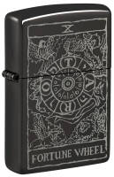 46138 Зажигалка ZIPPO Wheel Of Fortune с покрытием High Polish Black, латунь/сталь, черная, глянцевая, 38x13x57 мм
