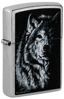 46149 Зажигалка ZIPPO Shadow Wolf с покрытием Street Chrome, латунь/сталь, серебристая, матовая, 38x13x57 мм