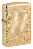46301 Зажигалка ZIPPO Armor® Lucky Clover с покрытием High Polish Gold Plate, латунь/сталь, золотистая, 38x13x57 мм