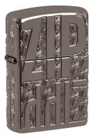 46312 Зажигалка ZIPPO Armor® Reverse Carve с покрытием Black Ice®, латунь/сталь, чёрная, глянцевая, 38x13x57 мм