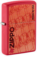 46487 Зажигалка ZIPPO Made in USA Design с покрытием Red Matte, латунь/сталь, красная, 38x13x57 мм
