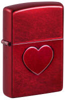 46588 Зажигалка ZIPPO Stamped Heart Design с покрытием Candy Apple Red™, латунь/сталь, красная, глянцевая, 38x13x57мм