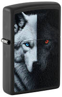 46694 Зажигалка ZIPPO Two Wolves с покрытием Black Matte, латунь/сталь, черная, 38x13x57 мм