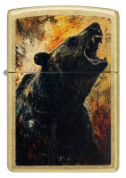 46695 Зажигалка ZIPPO Grizzly Roar Design с покрытием Street Brass, латунь/сталь, золотистая, 38x13x57 мм