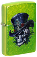 46709 Зажигалка ZIPPO Steampunk Skeleton с покрытием Lurid™, латунь/сталь, зеленая, глянцевая, 38x13x57 мм